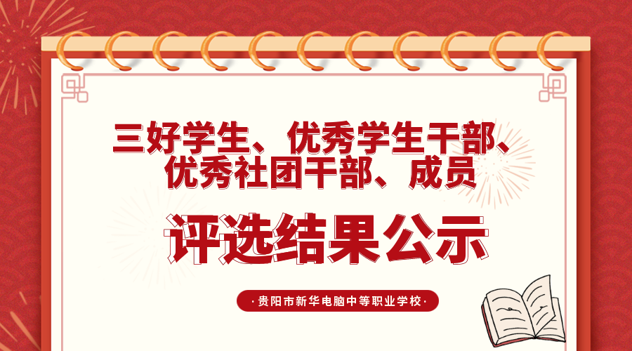 三好學生、優秀學生干部、優秀社團干部、成員評選結果公示